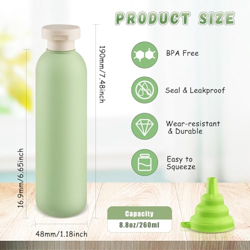 8.8 oz Refillable Travel Shampoo Bottles - 9 Pack with Flip Cap