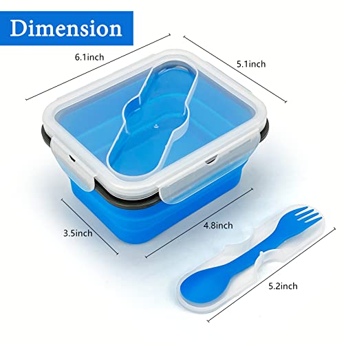 Small Silicone Collapsible Lunch Container with 2-in-1 Spoon & Fork
