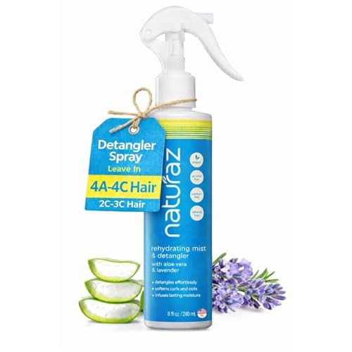 Curly Hair Detangler Spray ? Leave-In Conditioner Spray for Kids to Adults ? Natural, Vegan ? Softens Dry, Brittle, Damaged Curly and Coily Hair ? Paraben, Silicone, Soy & Nut Free ? 8 fl oz