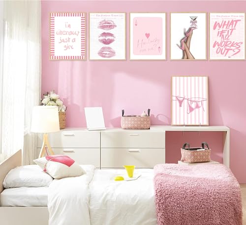 Retro Y2K Pink Wall Art Set - 6 Vintage Posters for Girly Rooms