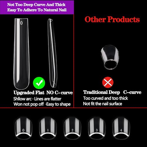 3XL Clear Square Nail Tips - 240PCS Full Cover Acrylic Nails