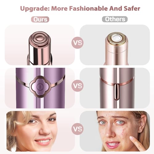 Gurelax Lavender Facial Hair Removal for Women with 2 Replacement Heads - Painless Electric Face Epilator
