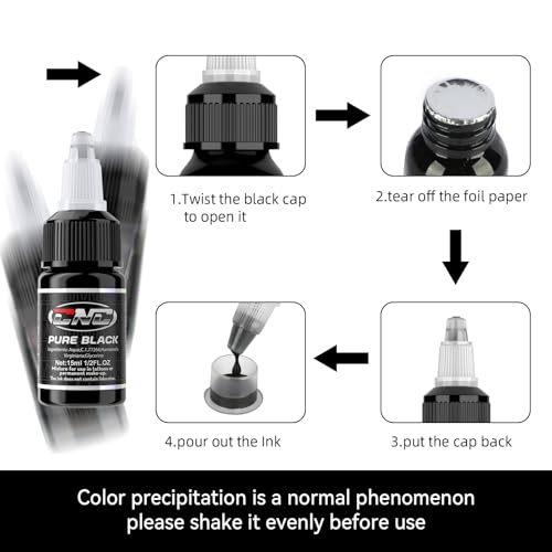 CNC Tattoo Ink Set - 10 Colors, 15ml Bottles, Water-Based Pigment