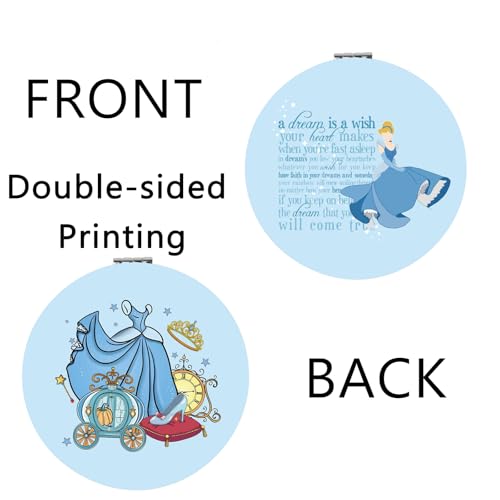 Princess Inspired Compact Mirror - 2.75" Dual-Sided Folding Makeup Mirror