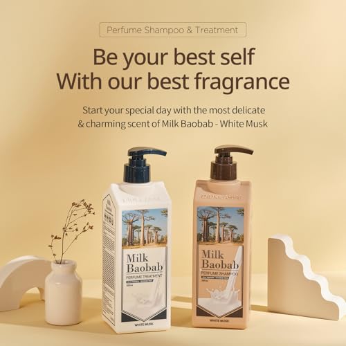 Milk Baobab Nourishing Hair Treatment & Conditioner for Dry Hair, Smoothing Korean Hair Care, Long-Lasting White Musk Fragrance, Hydrolyzed Keratin, Paraben-Free, 16.9 fl oz