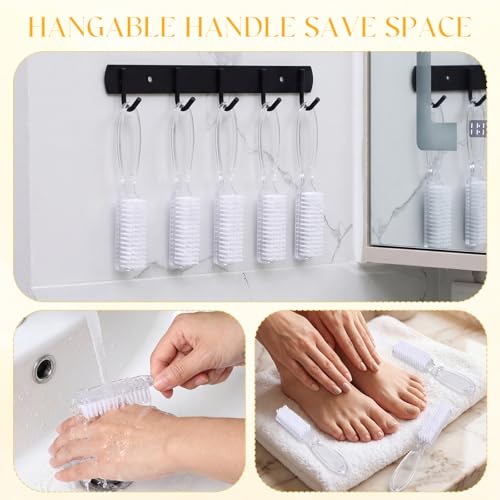 Patelai 15 Pieces Nail Brush Set with Clear Handles – Non-Slip Grip Fingernail & Toe Cleaning
