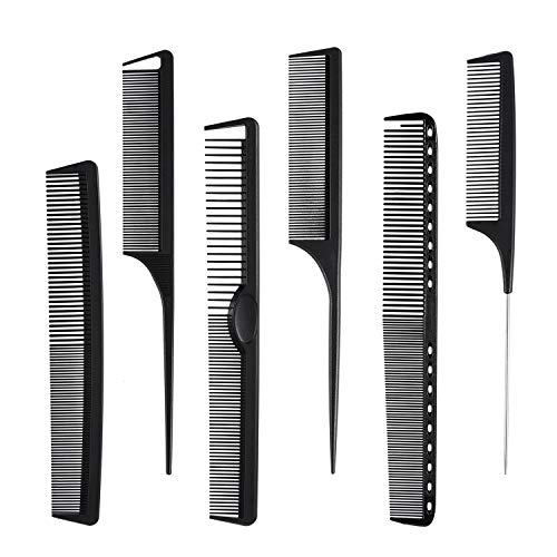6-Piece Carbon Fiber Hair Comb Set - Anti-Static & Heat Resistant