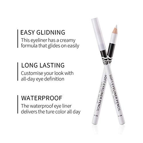 Fashionwu 48pcs White Eyeliner Pencils Set - Waterproof Eye Brightener