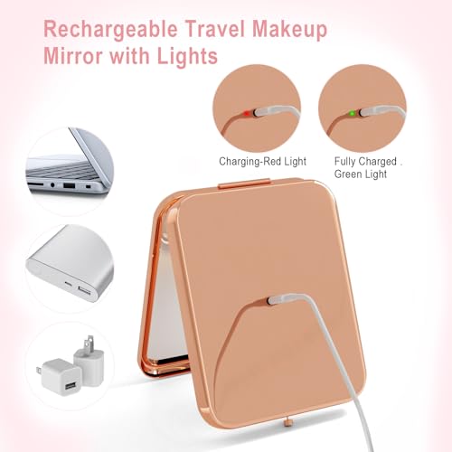 To My Granddaughter Lighted Compact Mirror - Engraved Pocket Makeup Mirror with 3 Color LED Lights - Gift from Grandma