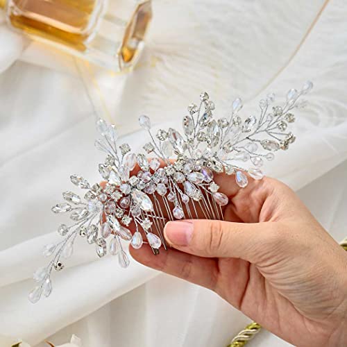 Unicra Silver Bride Hair Comb A-Silver - Rhinestone Bridal Headpiece
