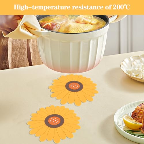 Yellow Sunflower Coasters Set of 6 - Anti-Slip & Heat-Insulating