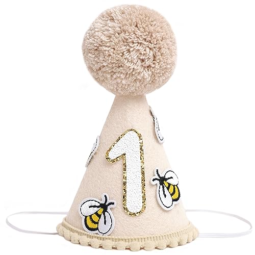 Bee-Themed First Birthday Decorations - Yellow Crown, Hat & Props