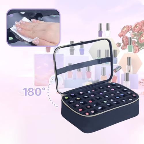 UOZL Black Handle Nail Polish Organizer Case for 40 Bottles