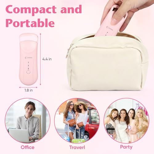 Rose Gold Heated Eyelash Curler - Type-C Rechargeable Mini Curling Tool