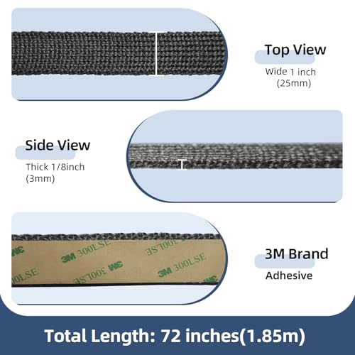 High-Temperature Graphite Fiberglass Gasket Tape for Wood Stoves - 1" x 1/8" Self-Adhesive, 72" Long