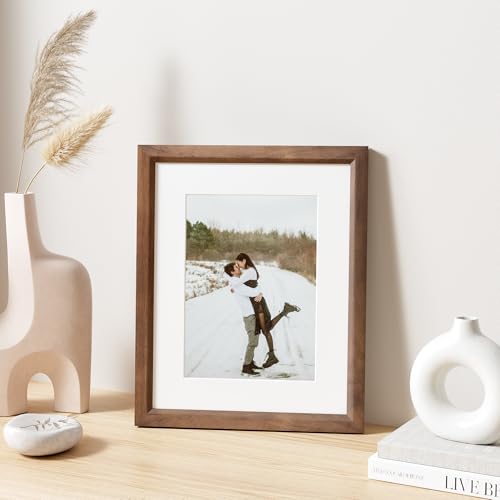 Solid Walnut Picture Frame 8x10 with 5x7 Mat - Handcrafted Wall & Tabletop Display