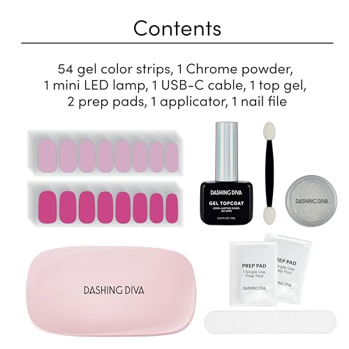 Dashing Diva Chromagic Gel Nail Strips Pink Orbit - Easy UV-Free, Chip Resistant, Long-Lasting Chrome Manicure