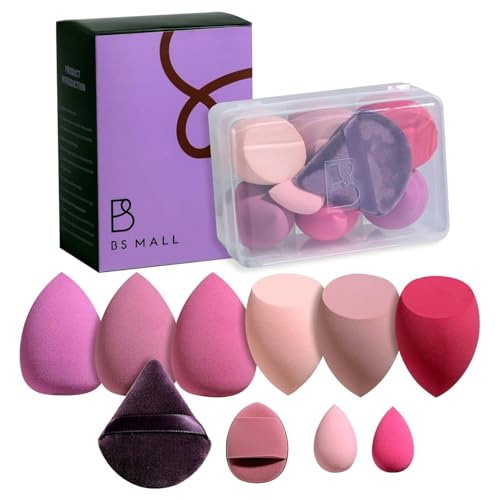 BS-MALL 10-Piece Makeup Sponge Set with Case for Foundation & Blending
