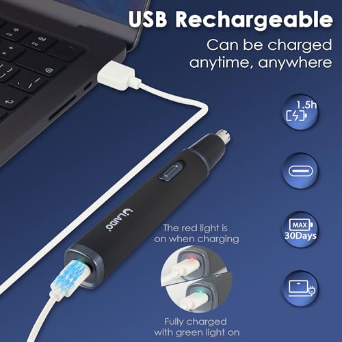 Nose Hair Trimmer for Men, Painless 3 in 1 Grooming Kit for Nose, Ear, Eyebrow & Body Hair, Rechargeable No Pull No Snag Trimming with 3 Waterproof Replacement Heads, Easy Cleansing