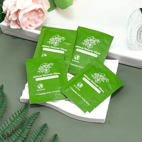 Aloe Vera Makeup Remover Wipes Bulk Pack of 100 Individually Wrapped Travel Wipes