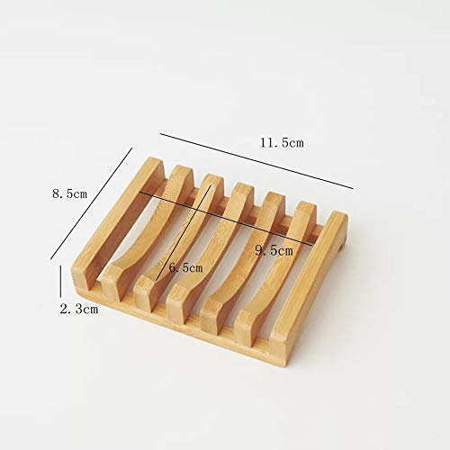 Salt Tech Bamboo Soap Dish Set - 2 Rectangular Trays, Light Brown