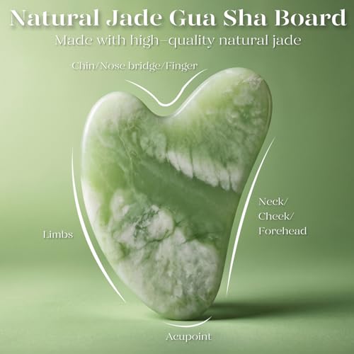 BAIMEI Jade Roller & Gua Sha Tool Set for Face Depuffing