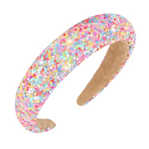 Jaciya Rainbow Sequin Headbands for Girls & Women Sparkly Wide Hair Accessory