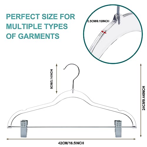 Clear Plastic Pants Hangers with Clips - 5 Pack Heavy Duty