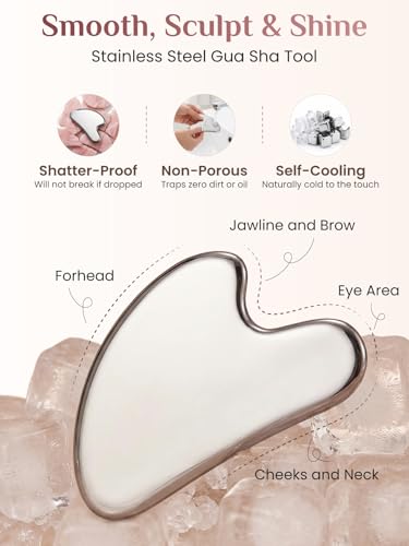 Rena Chris Gua Sha & Neck Lift Tool Set - Stainless Steel Face Massager