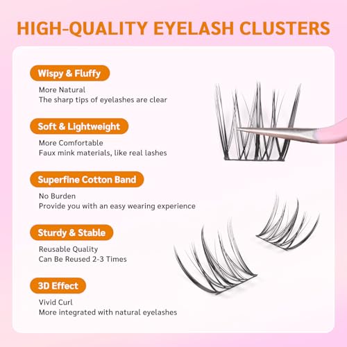 MLEN DIARY Natural Eyelash Clusters 60PCS C Curl Wispy 11-13mm