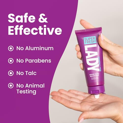 Super Fresh Lady Whole Body Deodorant Lotion Jasmine Rose 4oz Pack of 2 - Natural, Aluminum-Free, Moisturizing for Underarms, Private Parts & Feet