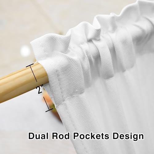 White Faux Linen Kitchen Valance Curtain - 52" x 12" Rod Pocket