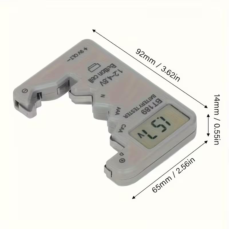 Digital Battery Tester - LCD Display Battery Capacity Checker for AA, AAA, C, D, 9V, Button Cell Batteries | Portable Power Test Tool