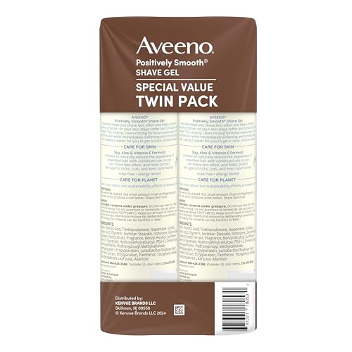 Aveeno Positively Smooth Shave Gel 7 oz Twin Pack - Moisturizing & Soothe