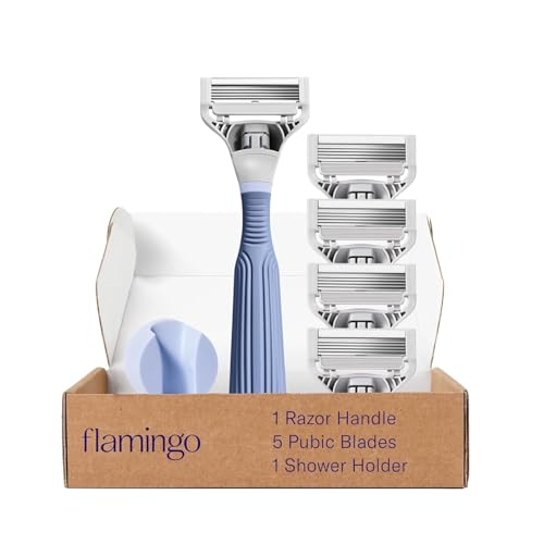 Flamingo Pubic Hair Shaving Kit for Women - Razor Set with 4 Refills