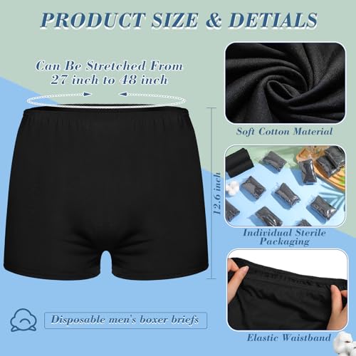 Ramede Disposable Men Cotton Underwear Black, 12 Pack
