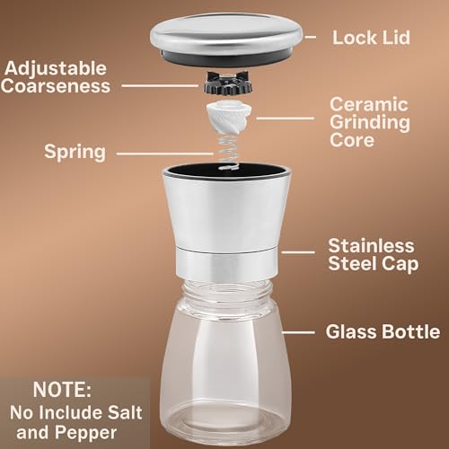 M JINGMEI Stainless Steel Salt and Pepper Grinder Set with Adjustable Coarseness