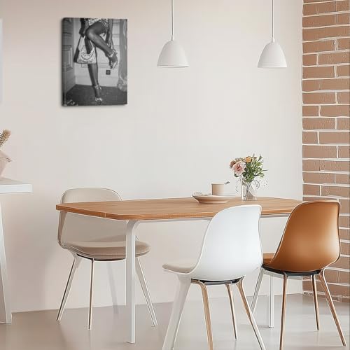 Trendy Black and White Canvas Wall Art - Chic Woman Decor 15x11.4in
