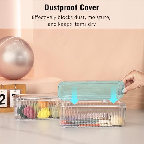 JessLab Clear Makeup Brush Holder Organizer with Lid - 1 Pack