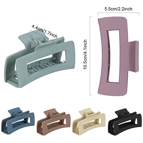 Large Matte Plastic Hair Claw Clips 6-Pack – Strong Hold, Non-Slip Rectangle Hair Accessories for Women & Girls