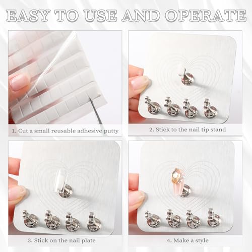Lootaan Argent Heart Nail Holder for Painting & Press-Ons - Reusable Adhesive Nail Display Set