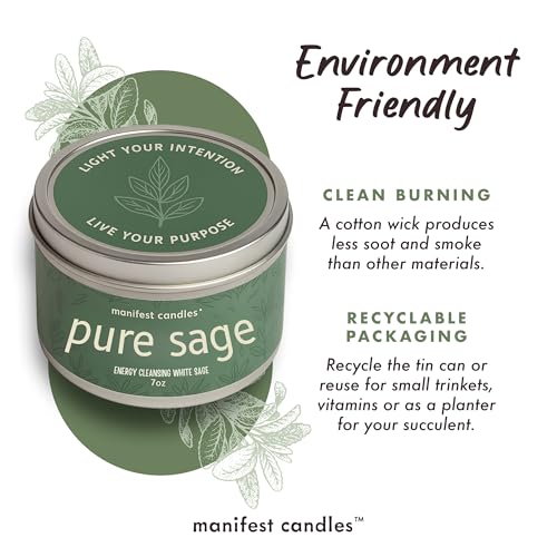 White Sage Candle for Cleansing & Meditation - 7oz Aromatherapy