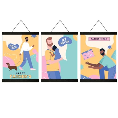 8-Inch Magnetic Poster Hanger - 3 Pack Wooden Frame Kit