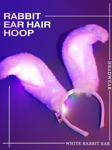 LED Light Up Bunny Ears Headband - Glow in the Dark Rabbit Ear Headpiece
