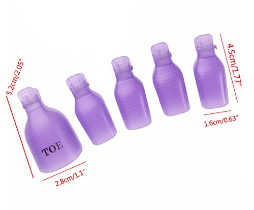 10-Pack Reusable Toenail Soak Off Cap Clips for UV Gel Remover - Purple