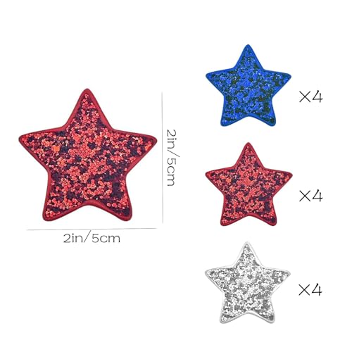 12pcs Patriotic Glitter Star Hair Clips for 4th of July