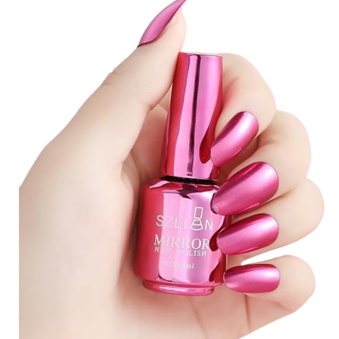 Cherry Pink Red Metallic Nail Polish - Long-Lasting Mirror Finish | Quick Dry 6ml