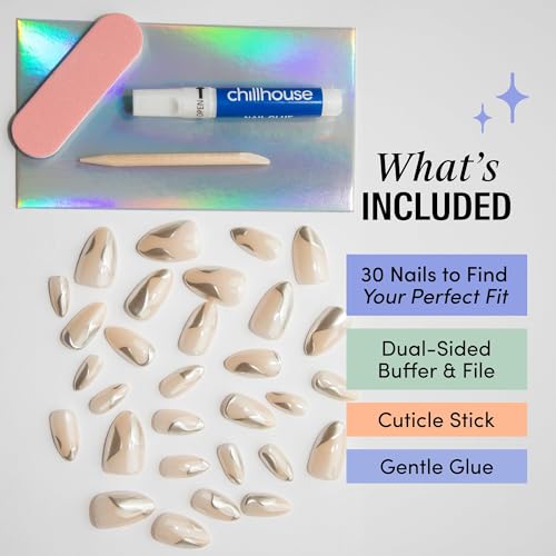 Chillhouse Tipsy Tinsel Almond Press-On Nails Kit - 30 Shapes