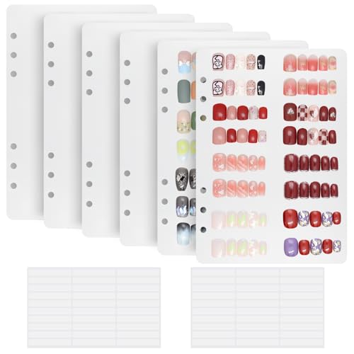 KEIFIN White 6-Pcs Press On Nail Binder Inserts A5 Display Pages