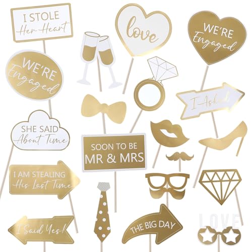 40Pcs Engagement Photo Booth Props - Fun Party Decorations